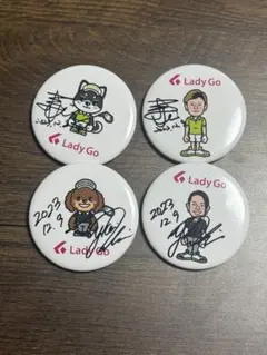 Lady Go ゴルフ　サイン入り缶バッジ4個セット