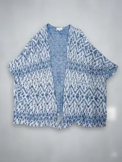 エイチアンドエム青系幾何学模様カーディガンサイズL