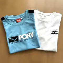 MIZUNO 白色PONY 水色 給水速乾半袖Tシャツ　2枚組　150センチのサムネイル