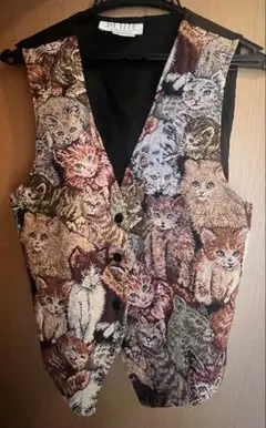 ヴィンテージ / 猫柄ベスト