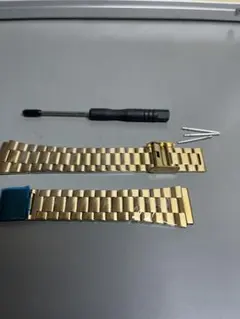 ステンレ製 腕時計用交換ベルト ゴールド ラグ幅18mm 未使用品
