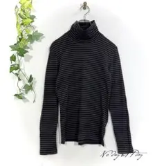 ユニクロ UNIQLO ボーダー ハイネック タートルネック カットソー L