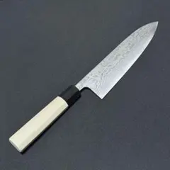 包丁 仙助 三徳包丁 槌目 青紙スーパー 焦茶合板柄 刃渡り180mm - メルカリ
