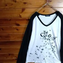 COMME CA ISM　コムサイズム　ラグランTシャツ　長袖カットソー　英字