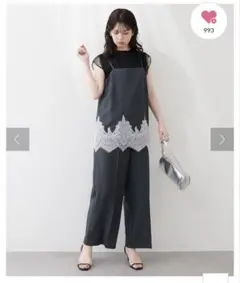natural couture osonoレイヤード風サロペ　チャコールグレーのサムネイル