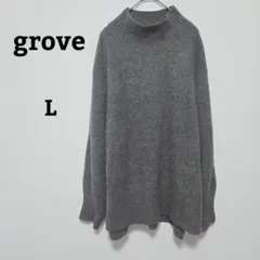 grove/レディース/グレー/ハイネック/ニット/セーター/L/サイドスリット