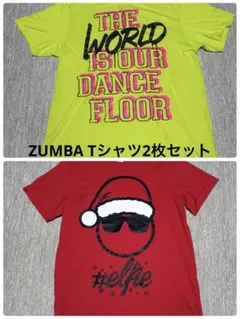 【2枚セット】ZUMBA WEAR ズンバ Tシャツ ライムグリーン とレッドのサムネイル