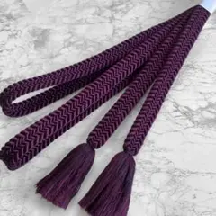 絹 帯締め☆平組 紫紺色(濃い紫)単色 高貴な色 組紐