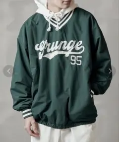 グランジスタイル グリーンナイロンジャケット