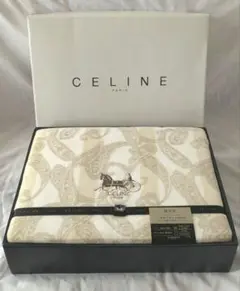 【訳あり未使用】セリーヌ CELINE 綿毛布 ペイズリー柄 西川産業 日本製