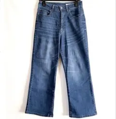 SamansaMos2blue クロップド丈ワイドデニムパンツ　Mサイズ　ブルーのサムネイル