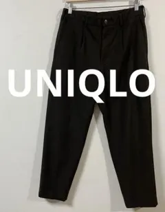 ユニクロ　タックテーパードパンツ　ワイドフィット　Mサイズ　ブラウン　美品