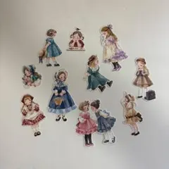 女の子　フレーク シール　27枚　/ レトロ　コラージュ