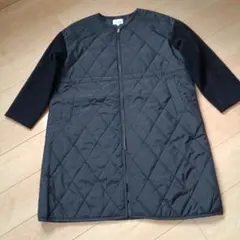 HK WORKS LONDON ブラックロングキルティングコート LL新品