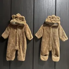 【双子用】くまさん カバーオール 冬用