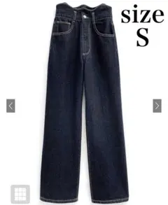 ウエストウェーブ デザイン デニム パンツ ハイウエスト ストレート S GRL