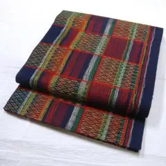 紬名古屋帯（格子に花絣文）全通総柄　正絹美品 楽天市場】名古屋帯 黒 博多 八寸 博多織 モンステラ プルメリア