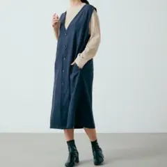 【匿名配送】5L 大きいサイズ 2WAY ジレ ワンピース ネイビー