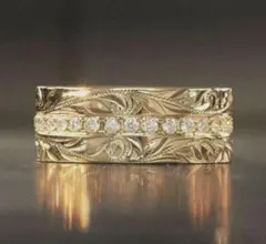 14号　ハワイアンジュエリー　エタニティ　czダイヤ　ゴールド　喜平　リング