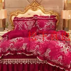 ワイドダブル ベッド用品4点セット ．寝具 枕カバー掛け布団カバー ベッドパ5