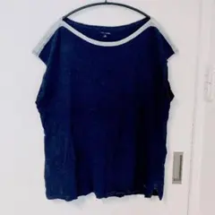 トミーヒルフィガー Tシャツ カットソー　ボートネック 半袖 無地 XL 紺