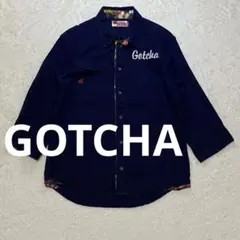 GOTCHA ガッチャ リネン混 7分袖 ウエスタンシャツ 刺繍 ネイビー Mのサムネイル