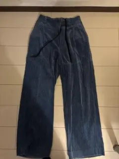 コーデュロイ ワイドパンツ 青