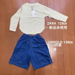 ZARA 長袖TシャツとUNIQLOキュロット　女子130㎝セット