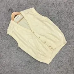 ✨ダンロップコレクション✨ニットベスト♡Vネック♡ボタン♡編み柄♡黄♡メンズ(L