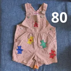 ミキハウス　mikihouse オーバーオール　ギンガムチェック　レトロ