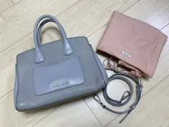 22日まで限定価格＊miu miu マドラス　2WAYレザーバッグ　ライトグレー