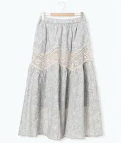 新品　サマンサモスモス 柄アソートティアードレーススカート　ミント