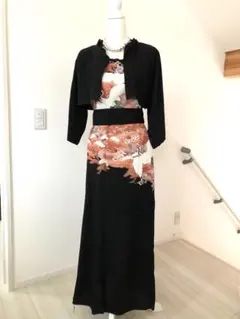 留袖ドレス、新郎新婦母❣️セットアップL〜LL 作家物 花柄 金彩 専用