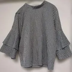 フリル袖☆チェックカットソー
