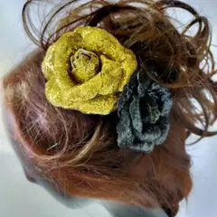 3点セットカメリア風グリッターラメヘアコサージュ