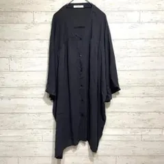 ショコラフィネローブ ロングシャツカーディガン クレープチュニック 【F】 楊柳