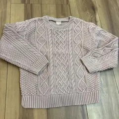 petit main 薄いピンク ケーブルニットセーター 120cm