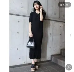 ランダムリブニットポロワンピース