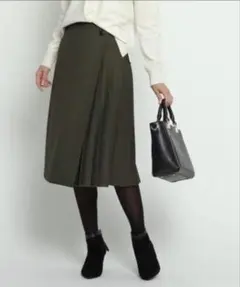 INDIVI サイドプリーツラップスカート 40サイズ
