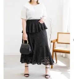 ‪クレット　新品未使用　クロ　オパールシアー花柄スカート　3L