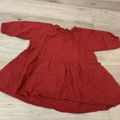 赤　チェック　ワンピース　チュニック　ブリーズ　サイズ90