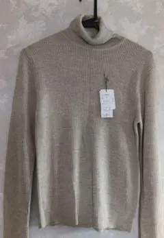 IDANA リブ編みタートルネックセーター LL ベージュ