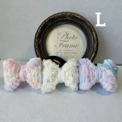 リボン型ヘアゴム3個セット　L