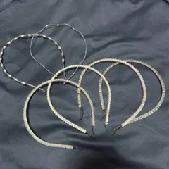 シルバー　ビーズ　パール　カチューシャ5個セット