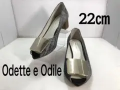 未使用　Odette e Odile　グレー系パンプス オープントゥ　22㎝のサムネイル