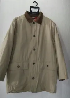 中綿入り　ステンカラーハーフコート　L　ベージュ　暖かい　男女兼用