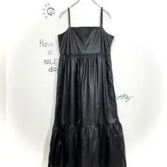FRIFUL キャミワンピース(L)ブラック ストレッチ ティアード ガーリー