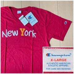 XL 新品送込 CHAMPION Vネック 半袖Ｔシャツ チャンピオン 赤