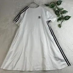 アディダス adidas ストライプ ミニワンピース ホワイト フレア Sサイズ