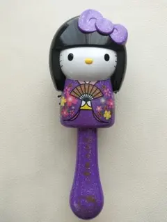 ハローキティ ヘアブラシ 着物デザイン 和風 紫 日本のサムネイル